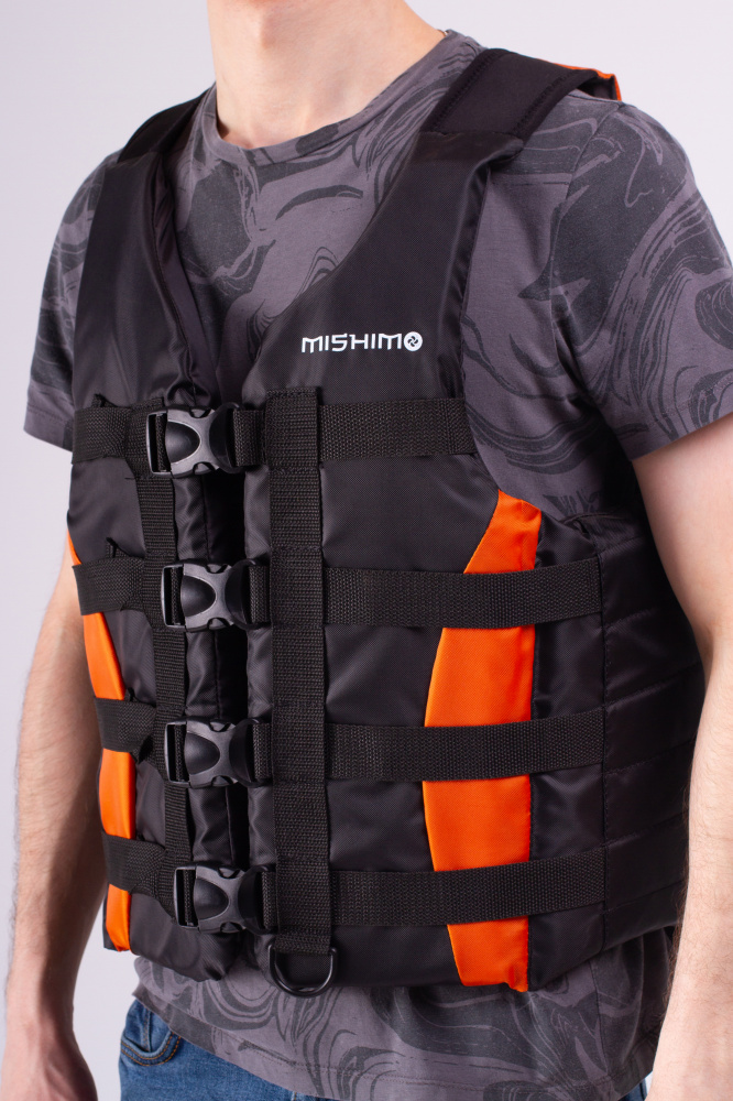 Жилет спасательный MISHIMO PRO Премиум качества Черно-оранжевый в Новоуральске