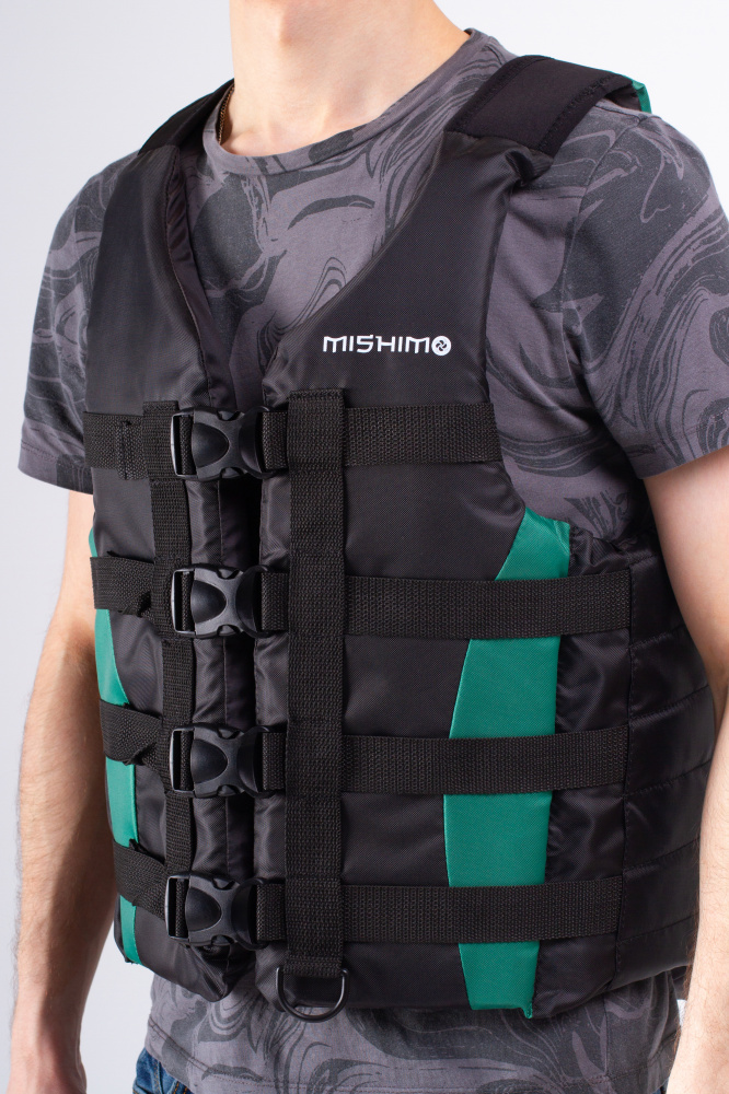 Жилет спасательный MISHIMO PRO Премиум качества Черно-зеленый в Новоуральске