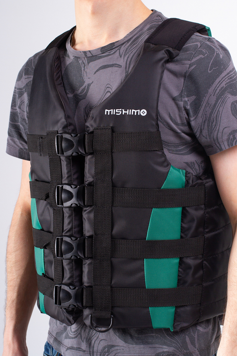 Жилет спасательный MISHIMO PRO Премиум качества Черно-зеленый в Новоуральске